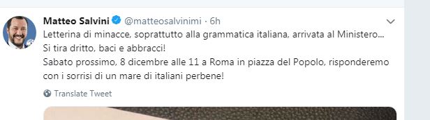 , LETRA/ Kërcënohet me jetë Salvini: ‘Ke 3 shqiptarë pas qafe, do ekzekutohesh derr’!